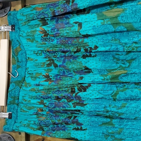BLUE GREEN GAUZY SKIRT BOLD STATEMENT HIPPIE BOHO GYPSY FLOWY COMFY SIZE LARGE - Picture 6 of 12